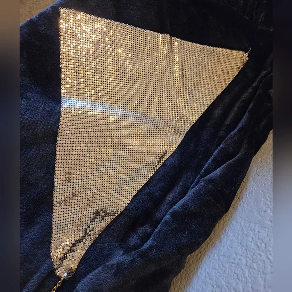 Vintage 1970's Whiting & Davis Gold Mesh Bib Scarf Necklace - Picture 7 of 8